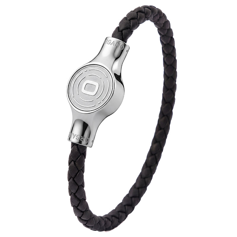 Organo Komfort-Click-Armband  Edelstahl/schwarz Leder