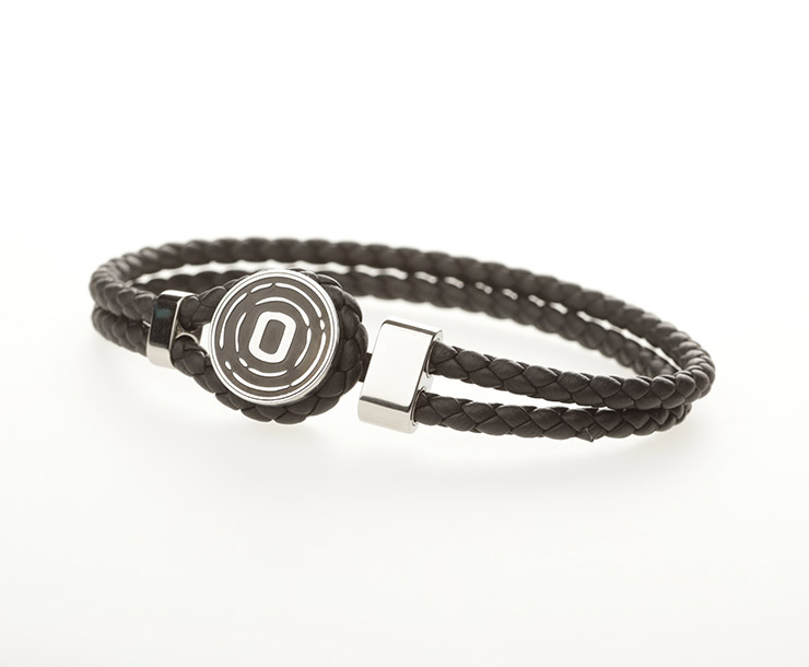 ORGANO Vital Loop-Armband Edelstahl mit schwarzem Leder